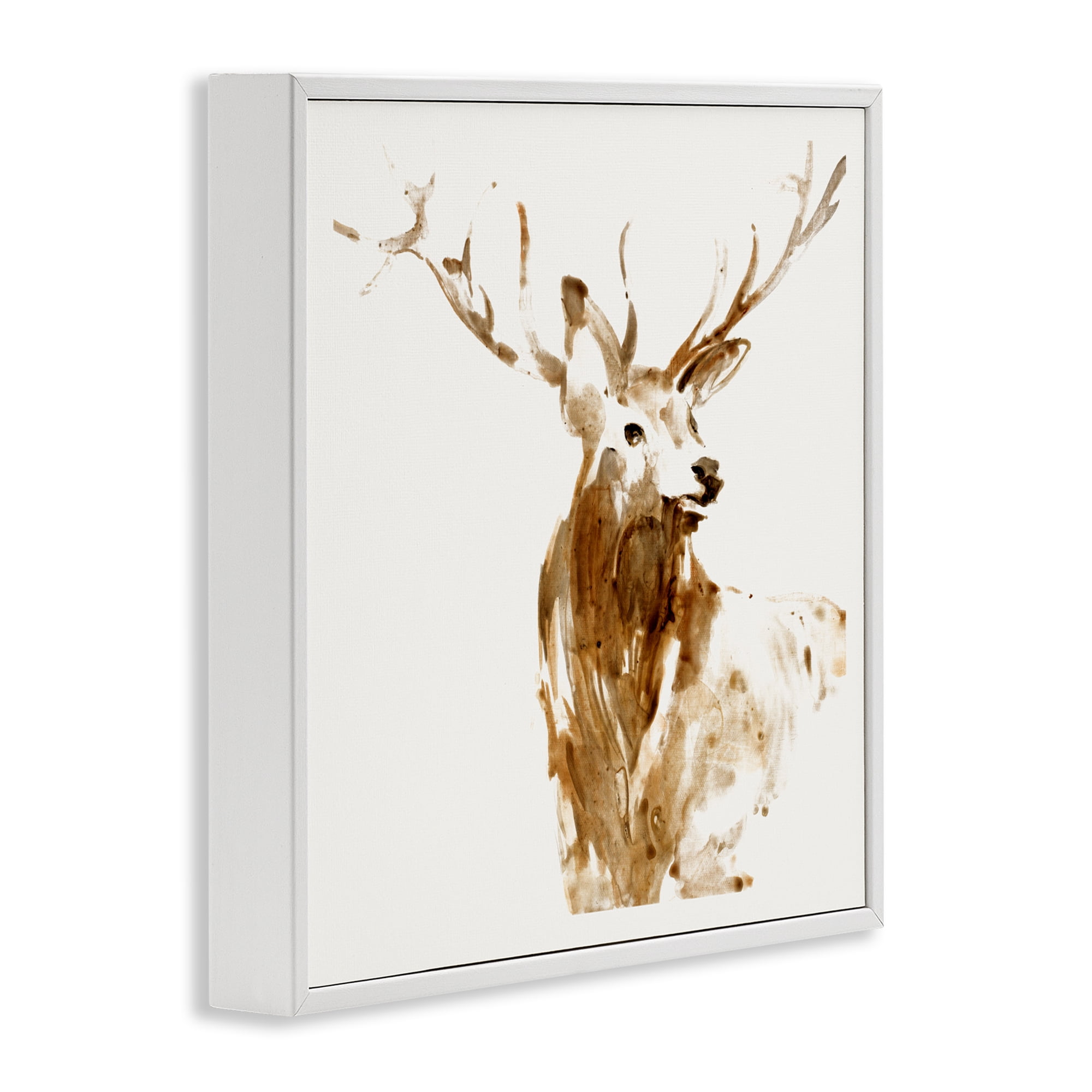 Stupell Industries Deer Portrait Head Shot White Framed Giclee Art, design by Lorenzo Collective