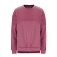 thumbnail image 7 of ATOYSOY Women's Fashion Solid Color Pullover Side Split Workout Casual Sweatshirts Retro Crew Neck Blouses Outwear Long Sleeve Tops Fall Winter Loose Sweaters Pink L, 7 of 7