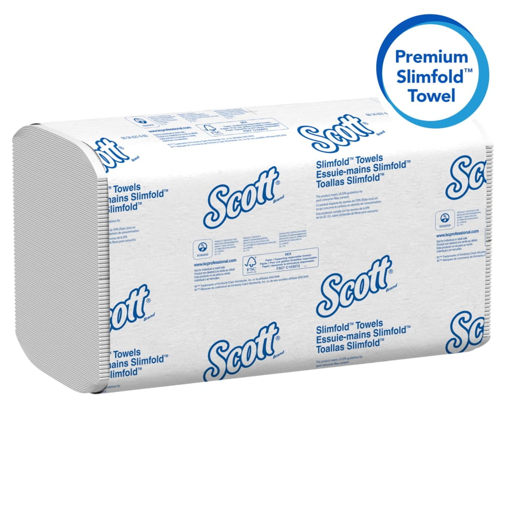 Scott Slimfold* Towel, 04442 White, 11.6" Length x 7.5" Width | 24 Packs/Case