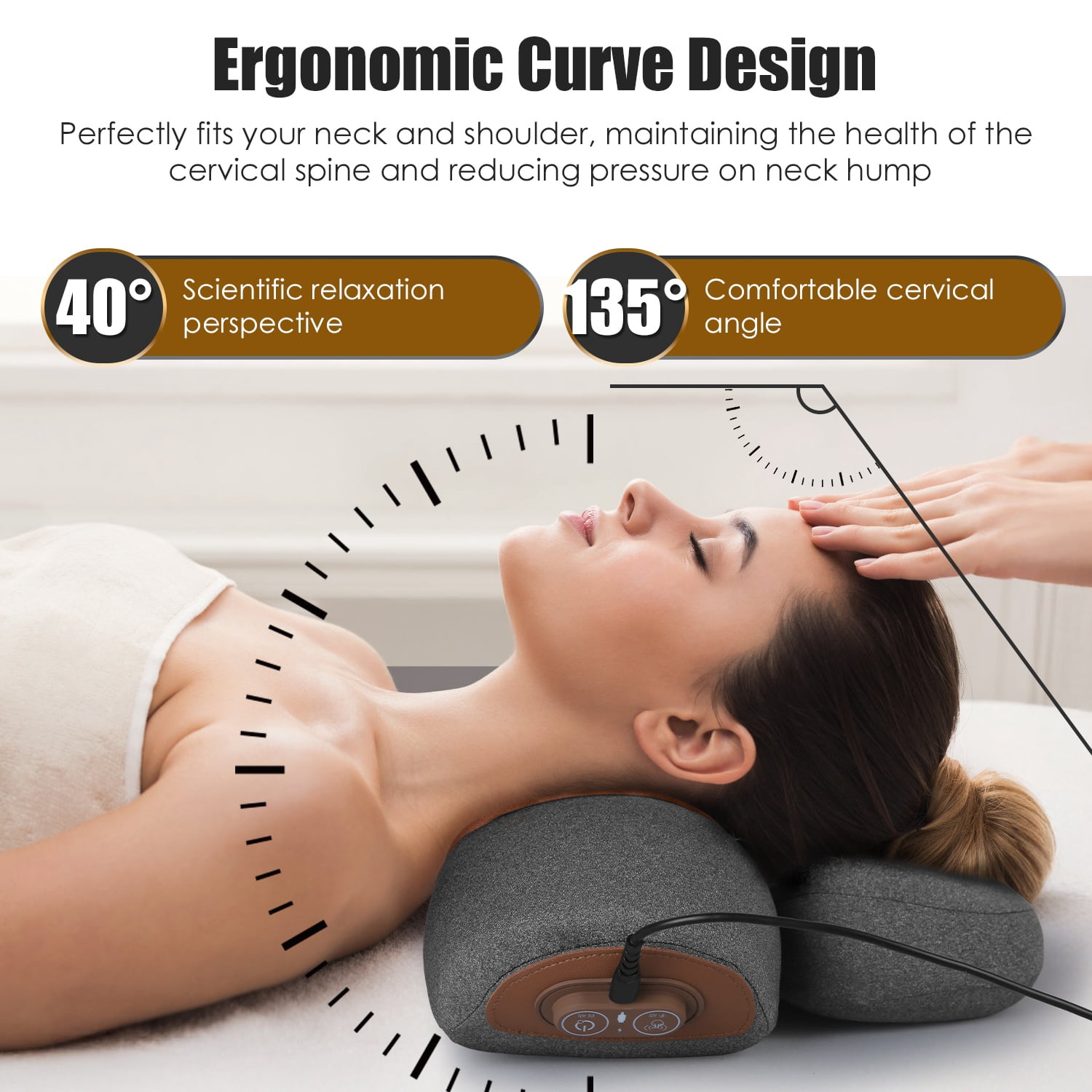 3-in-1 Neck Massager Pillow with Vibration, Airbag & Heating, Ergonomic Cervical Support for Pain Relief, Portable
