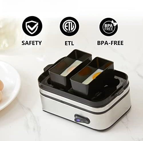 Rapid Egg Cooker Electric 6 Eggs Capacity, Soft, Medium, Hard Boiled, Poacher, Omelet Maker Egg Poacher With Auto Shut-Off, BPA Free Silver