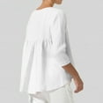 thumbnail image 7 of Mittory Women's Linen Summer Casual 3/4 Sleeve Blouse Loose Fit Crew Neck Tops, 7 of 7