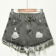 thumbnail image 6 of Women's Casual Denim Shorts Frayed Raw Hem Ripped Jeans Shorts, 6 of 6