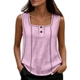 thumbnail image 2 of Erwazi Womens Square Neck Tank Top Button Wide Strap Sleeveless Casual Trendy Top, 2 of 9