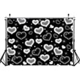 thumbnail image 4 of Red heart-shaped background fabric, 90s style photography backdrop, Valentine's Day decorative banner, birthday party props., 4 of 6