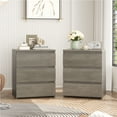 thumbnail image 5 of Homfa 3 Drawers Nightstand Set of 2, Small Sofa Table, Wooden Storage Cabinet for Living Room, Wash Gray, 5 of 7