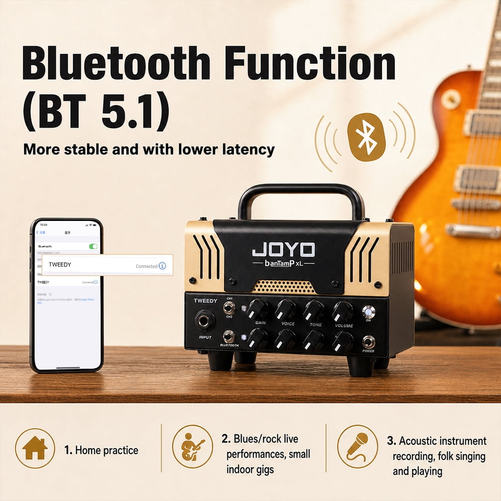 JOYO Bantamp Tweedy 20W Mini Amp Guitar Amplifier Tube Head 2 Channel Rock American Sounds