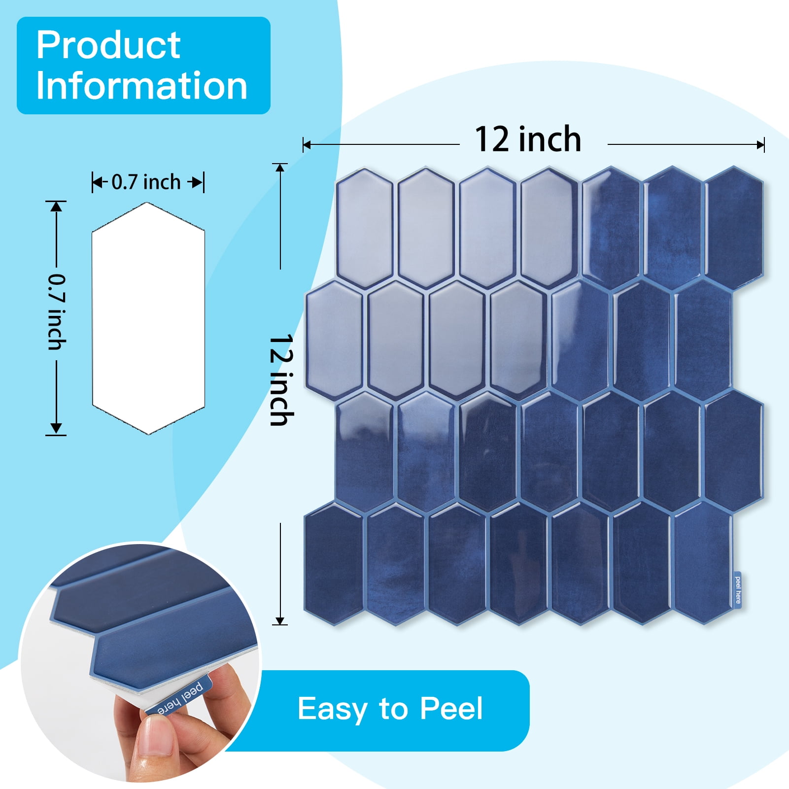 10Pcs Peel and Stick Backsplash,12'' x 12'' Heavy-Duty Self-Adhesive Vinyl Wall Tiles for Kitchen,Bathroom