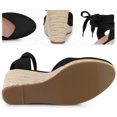 thumbnail image 3 of Sandalias con cordones y tacón de cuña con Plataforma tipo alpargata para mujer Negro 38 Perphy, 3 of 5