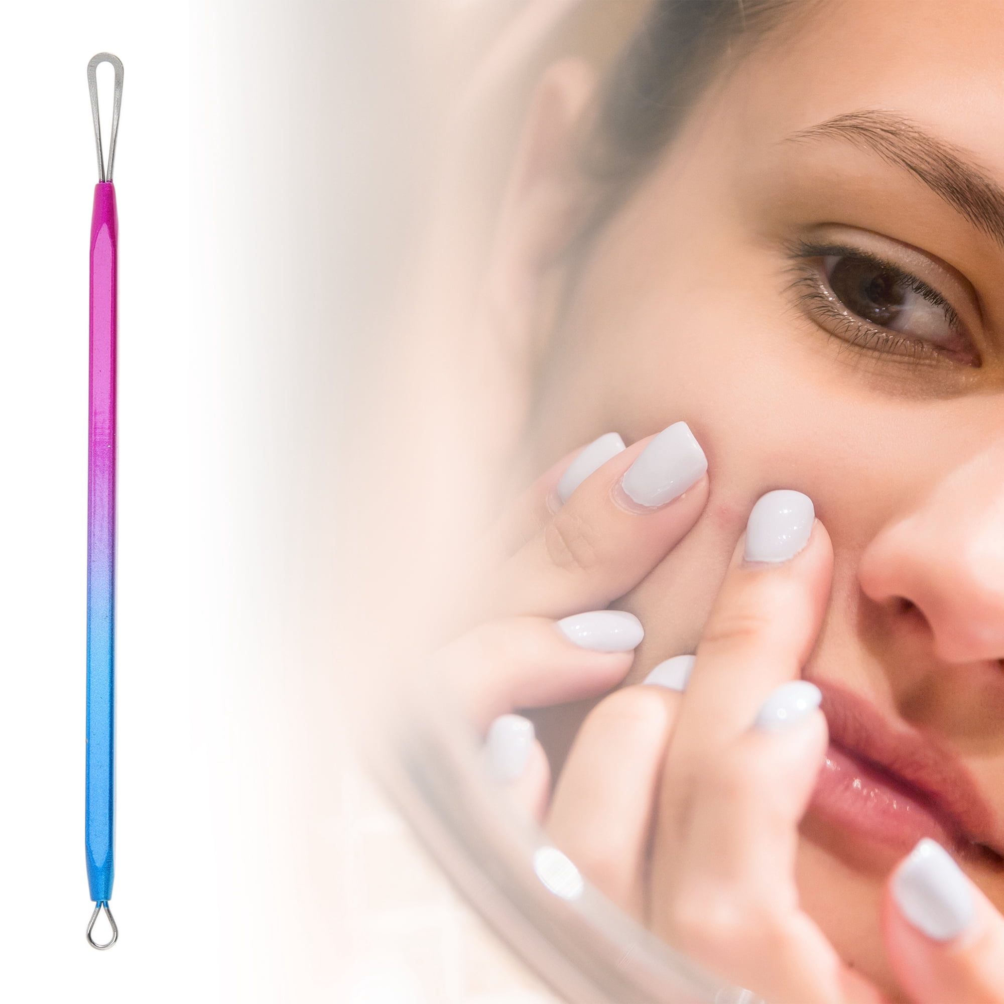 Unique Bargains 1pc Portable Squeeze Pimple Extractor Tool for Clear Skin Blue Purple