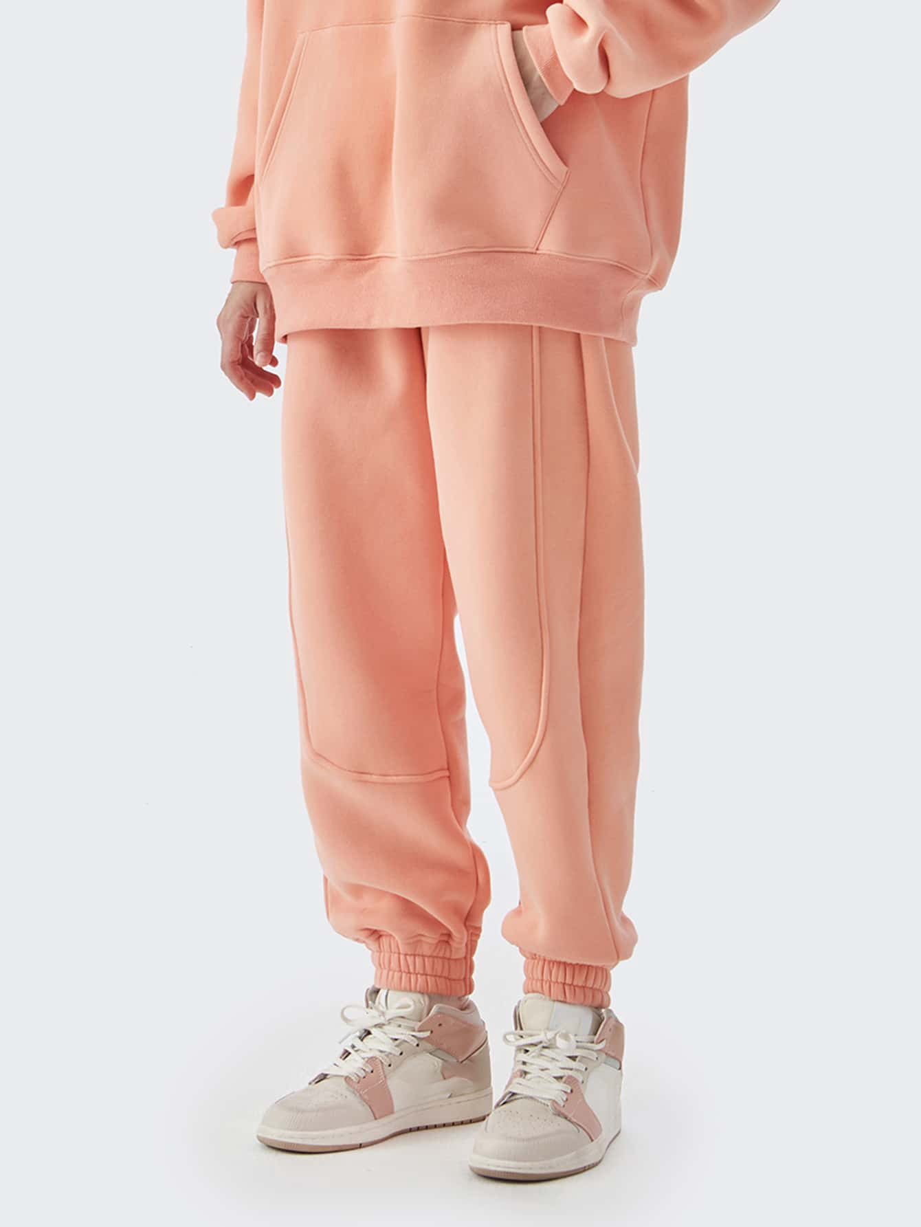 Men Solid Drawstring Waist Sweatpants M 