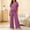 Purple, variant on Summer Pajamas for Women Star Print Ruffle Crew Neck Short Sleeve Top Elastic Waist Full Length Pants Loungewear Set