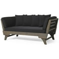 thumbnail image 3 of Otto Acacia Wood Outdoor Expandable Daybed with Water Resistant Cushions, Black and Gray, 3 of 9