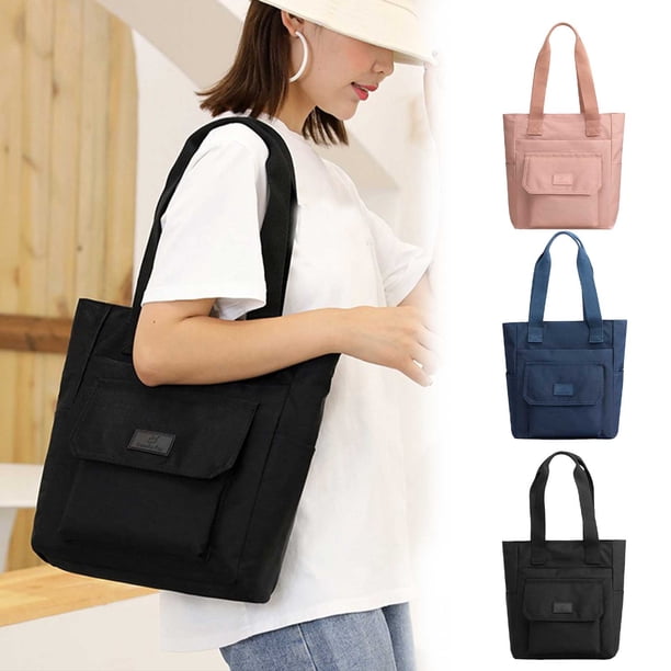 Bolso de nylon de gran capacidad para mujer - Mochila impermeable cruzada con varios bolsillos, 27x12x32cm