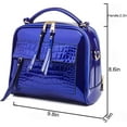 thumbnail image 3 of Shiny Faux Leather Handbags Double Zipper Top Handle Purse Satchel Bag Crocodile Pattern Shoulder Bag for Women, 3 of 6