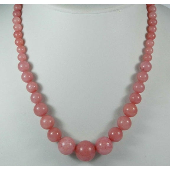 24" 6-14mm Exquisite Pink Rhodochrosite Round Beads Gemstone Jewelry Necklace