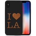 thumbnail image 1 of Case Yard Wooden Case for iPhone-X Soft TPU Silicone cover Slim Fit Shockproof Wood Protective Phone Cover for Girls Boys Men and Women Supports Wireless Charging Love LA Design, 1 of 7