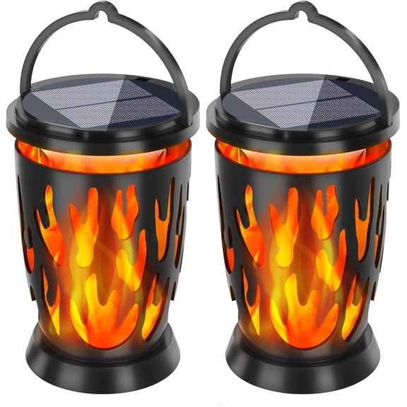 ZHANYU-Flickering Flame Upgraded Solar Outdoor Waterproof Pendant Light , Decorative Solar Outdoor Lighting LED Patio Deck Flame Garden Lights, 2 Pack