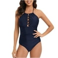 thumbnail image 2 of GaThRRgYP Womens Swimsuit under $10,Women Solid with Chest Pad without Underwire Bikini One-piece Swimsuit, 2 of 8