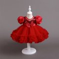 thumbnail image 2 of vastwit Baby Girls Princess Sequins Bowknot Dress Kids Puff Sleeve Birthday Pageant Wedding Tutu Gown Red 4-5, 2 of 7