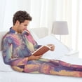 thumbnail image 6 of Lsque Colorful Cloud White Horse Pattern Long Sleeve Pajama Set for Men - Soft 2-Piece Sleepwear and Loungewear Set with Pockets, Comfy Nightwear-XX-Large, 6 of 7