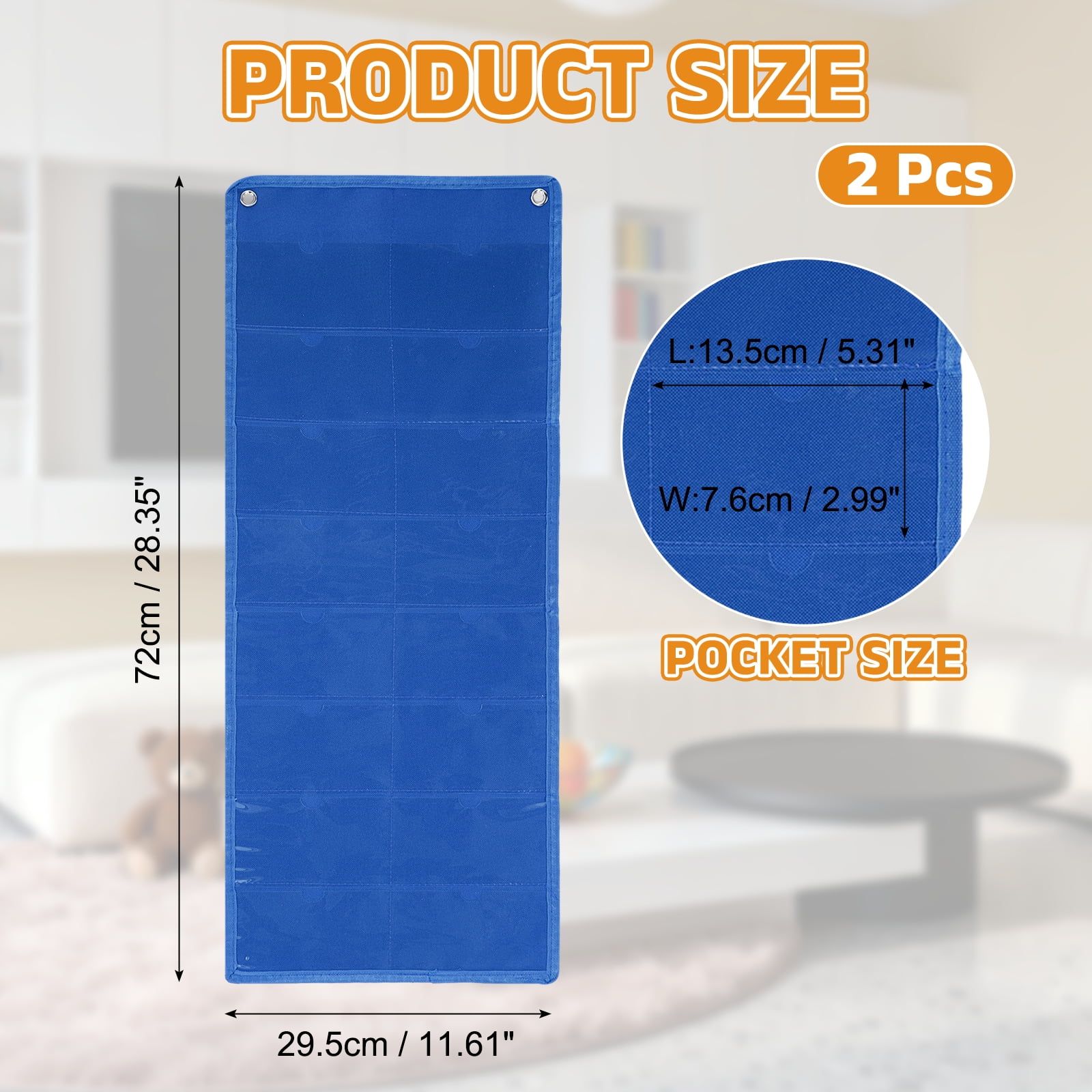 Uxcell 2 Pcs 3" x 5" Index Card Holder Sleeve, 16 Card Slots Organizer Sleeve for Office Home Organization, Blue