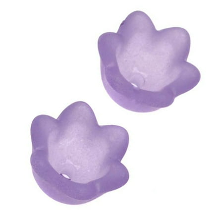 - Lucite Tulip / Lily Of The Valley Flower Bead Caps Matte Amethyst Purple 6x10mm (12)