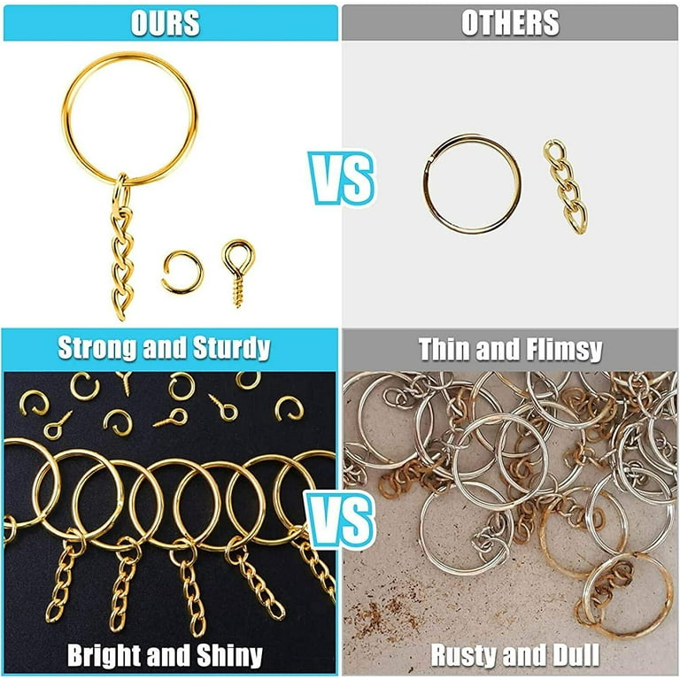 Louleur Screw Eye Pin Key Chain Key Ring keychain Bronze Rhodium Gold Color Keyrings  Split Rings With Screw Pin Jewelry Making
