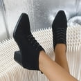 thumbnail image 5 of Lovzfmll Ankle Boots for Women, Round Toe Boots Front Lace Up, Chunky Mid Heel Booties Chelsea Boots Casual Fall Black Boots, 5 of 8
