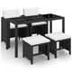 thumbnail image 1 of vidaXL 5 Piece Outdoor Dining Set with Cushions Poly Rattan Black, 1 of 11