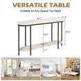 thumbnail image 4 of GZXS 42.1 Inch Oval Console Table with Storage Shelf, 2-Tier Sofa Table with Faux Marble Top, Behind Couch Table with Metal Frame, Sofa Table for Hallway, Foyer, Living Room, Black, 4 of 6