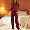 thumbnail image 7 of yillto Women's Set 2 Piece 3/4 Sleeve Tops and Wide Leg Lounge Pant Sweatsuit Fall Casual Outfits, 7 of 7