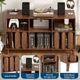 thumbnail image 6 of 55" Large Record Player Stand | Mid-Century Modern Wood Media Console with Charging Station | Vinyl Record Storage Cabinet with 2 USB Ports, Open Shelves & Turntable Holder for Living Room, 6 of 7