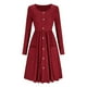 thumbnail image 1 of Vestido de cuello redondo para mujer,Vestido de manga larga Vestido midi redondo de manga larga Vestido de manga larga con botones Resultados impresionantes, 1 of 5