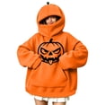 thumbnail image 2 of Perfectbot Halloween Pumpkin Hoodie for Women 3D Stem Hat Fall Costume Oversized Sweatshirt Pullover Top, 2 of 8