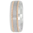 thumbnail image 2 of Mens Tungsten Rose Gold-Tone IP Double Grooved Wedding Band, 2 of 4