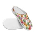 thumbnail image 3 of Daiia Hawaiian Pineapples And Hibiscus Flowers Print Women’s Fuzzy Slippers Memory Foam Lightweight House Shoes Cozy Loafer Flannel House Shoes-35/36, 3 of 7