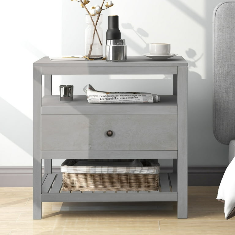 Modern 1-Drawer Nightstand, YOFE Bedroom Nightstand 25.2