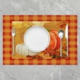 thumbnail image 2 of 12"x18" Fall Pumpkin Table Mats Placemat Boys Girls Autumn Harvest Placemats Set of 4 for Kids Maple Leaves Placemats for Dining Table Indoor Outdoor Kitchen Orange Grid Decor Table Place Mats, 2 of 4