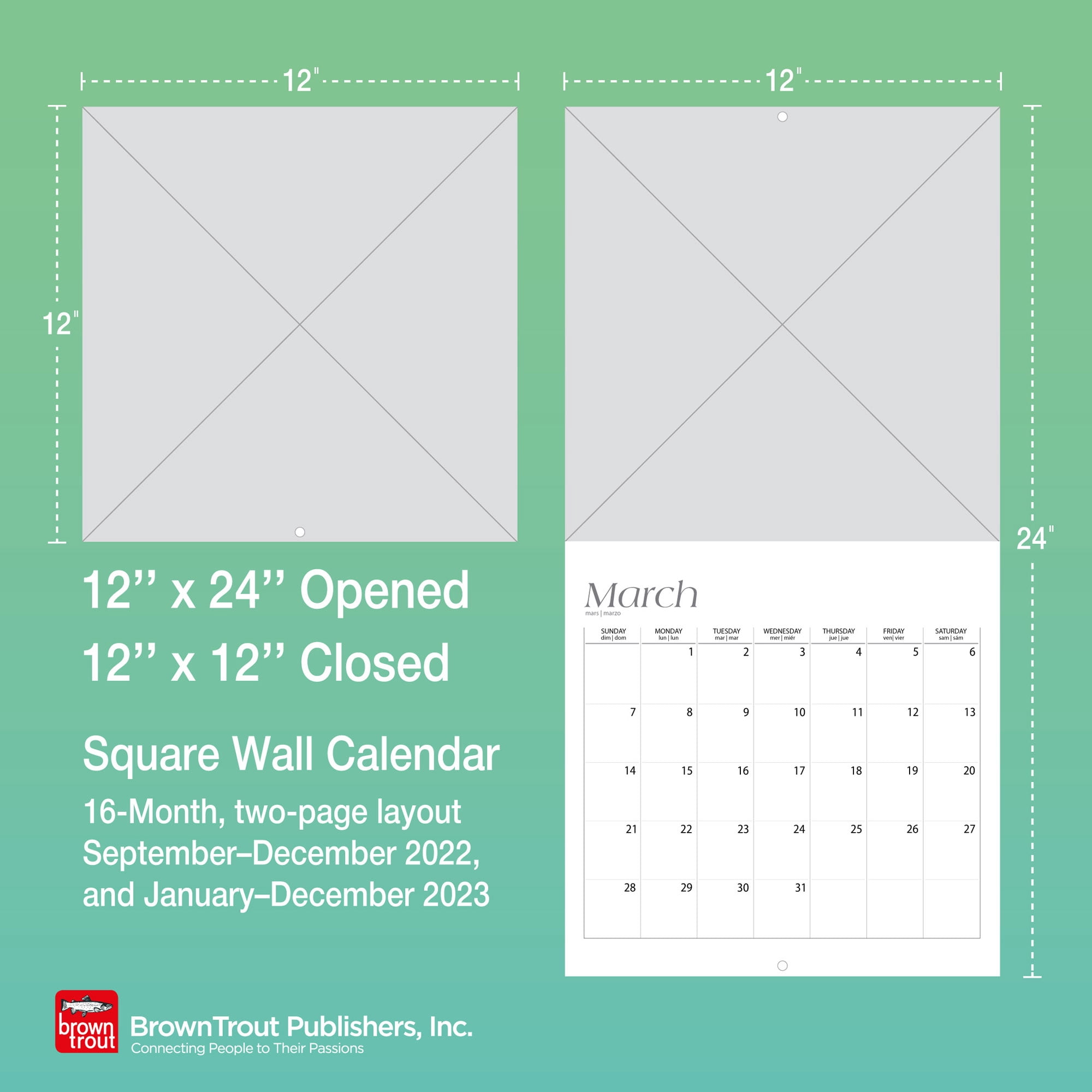 Puget Sound 2023 Wall Calendar 12x12 by Browntrout
