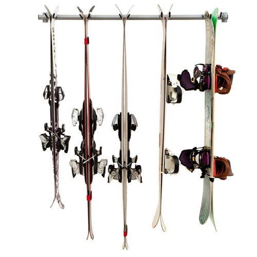 Monkey Bar Storage 3 Ski and 4 Snowboard Wall Mounted Rack by Gorgeous Garage LLC