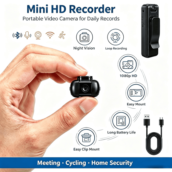 W6 Mini 4K Wearable Camera Recorder with Audio Video Recording, Night Vision for Security Work & Travel