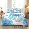 thumbnail image 2 of Coastal Beach Comforter Set Queen Size 8 Pieces Bed in a Bag Nautical Starfish coral Seashell Ocean Sea Themed Bedding, 2 of 4