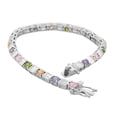 thumbnail image 2 of 925 Sterling Silver Round Baguette White Multicolor CZ Classic Tennis Bracelet, 2 of 4