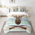 thumbnail image 2 of YST 7-Piece Deer Hunting Comforter Set, Queen Size – Vintage Pink Blue Lodge Cabin Rustic Antler Bedding, 2 of 5