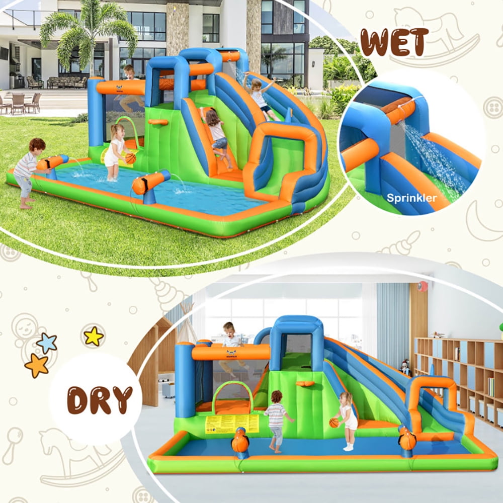 Aimee Lii Inflatable Water Slide with Dual Climbing Walls and Blower Excluded, Kids Bounce House Water Slide