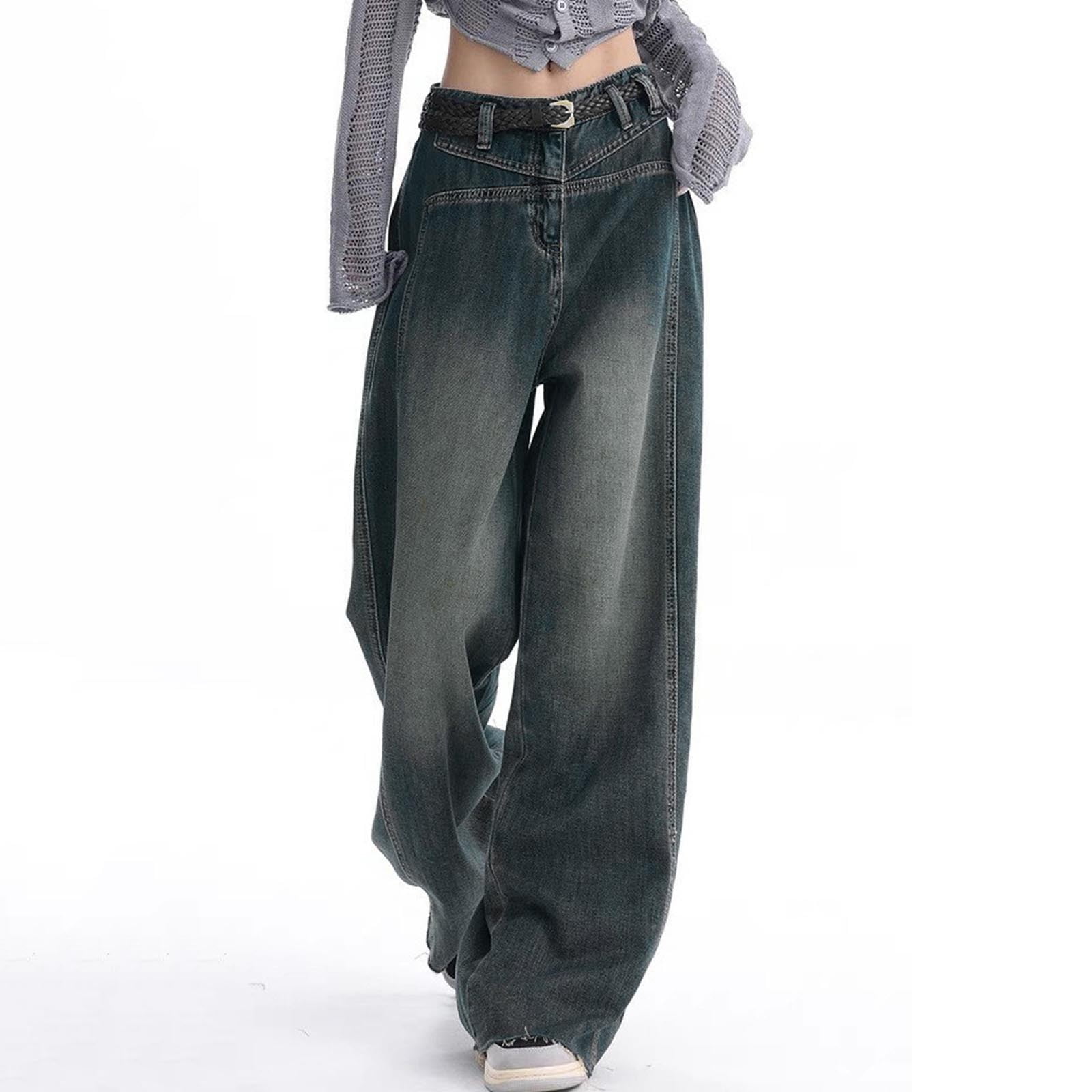 ZHAGHMIN Trendy Baggy High Waist Straight Wide Leg Jeans for