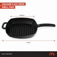 thumbnail image 2 of Megamaster 10.25-Inch Cast Iron Griddle Pan, Square Nonstick Grill Pan for Stove Tops, Steak Searing & Vegetable Grilling, BBQ Accessory for Indoor/Outdoor Cooking - 630-0010P, 2 of 6
