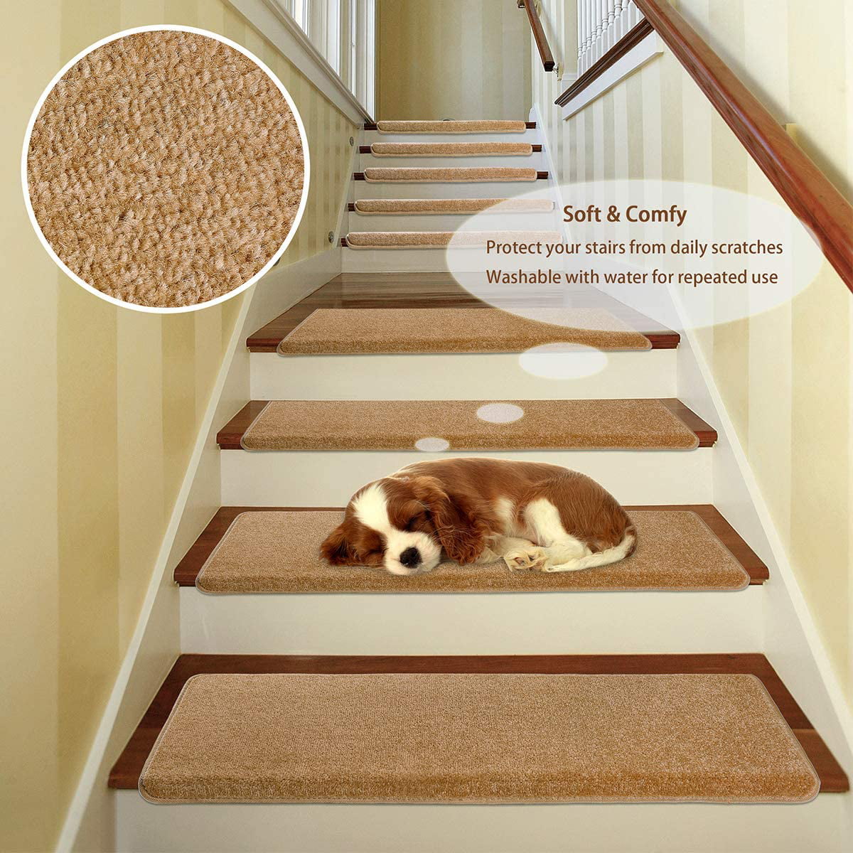 Red Winchester Stair Treads SET OF 13 Great For Dogs W/ Roll Double Sided Tape 