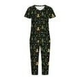 thumbnail image 4 of asdoklhq Womens Pajamas Set Christmas Women V-neck Short Sleeved Pajamas and Pants Set Casual Pajamas with Pockets Green L, 4 of 5